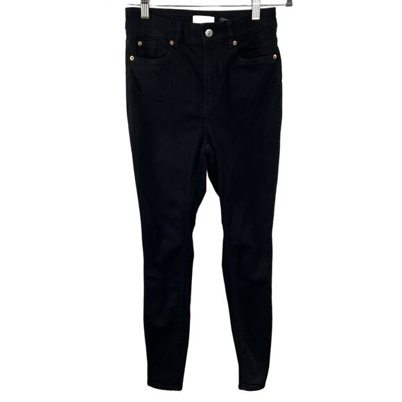 H&M Black 11" High Rise Ankle Skinny Jeans 5-Pockets Stretch Denim Women's 6 - Picture 1 of 5